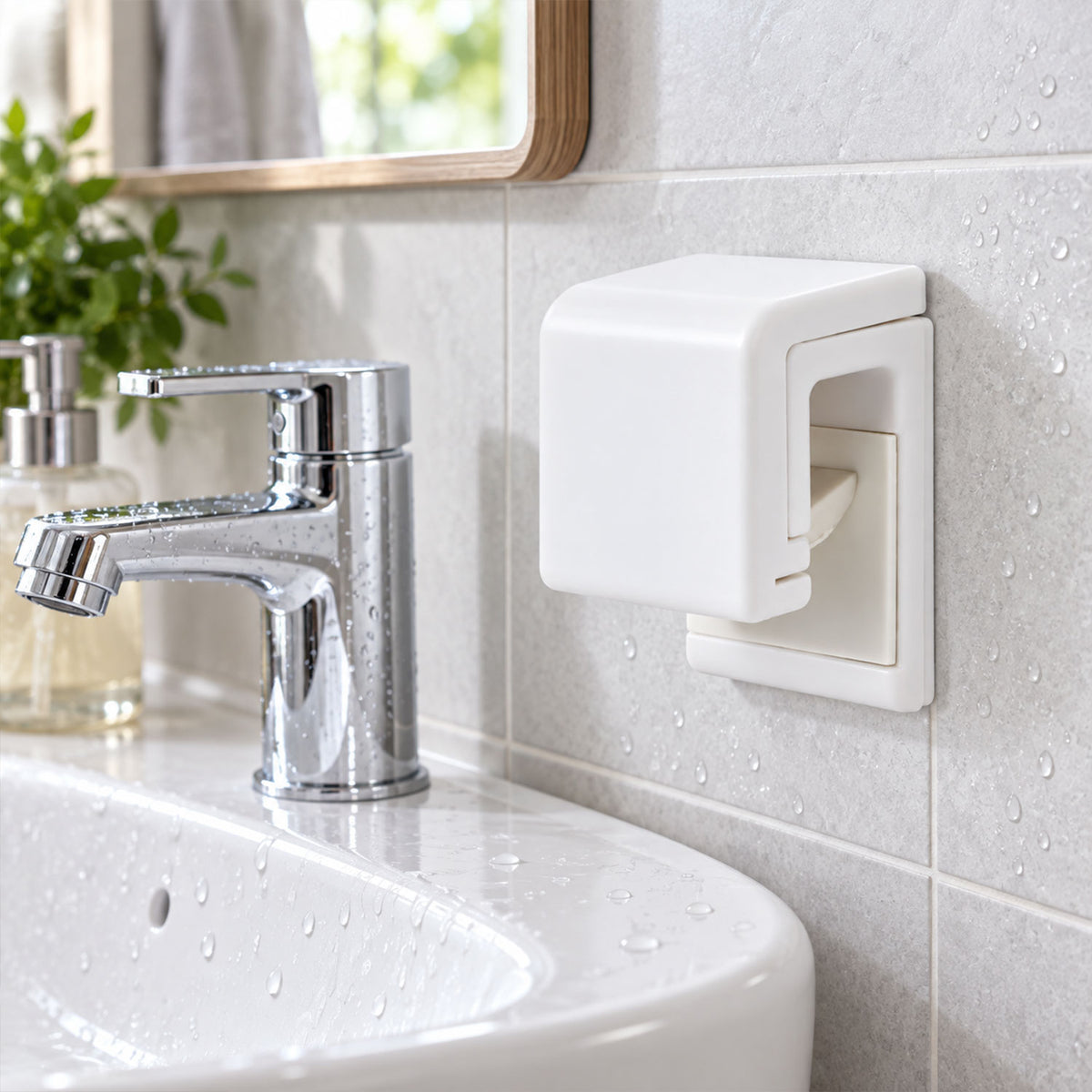 Wall mounted push type towel holder image 3