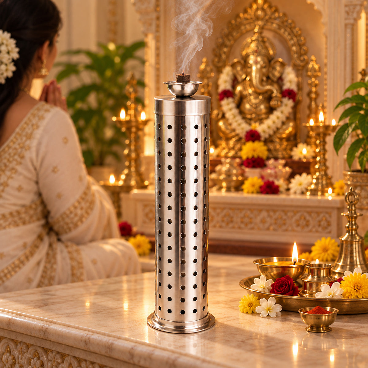 Covered Incense Holder for Puja