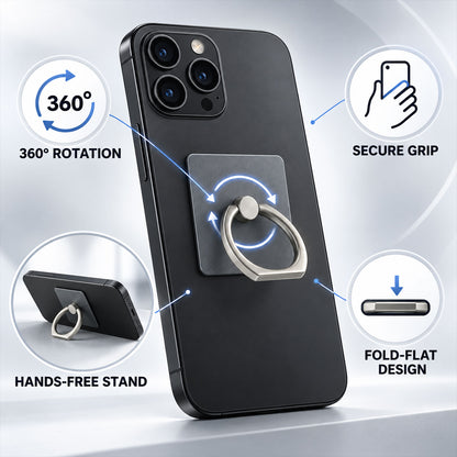 Phone ring rotation fold-flat design and stand function