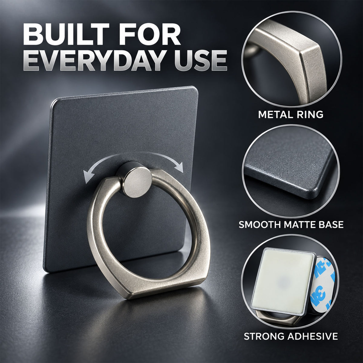 Metal ring matte base and adhesive details