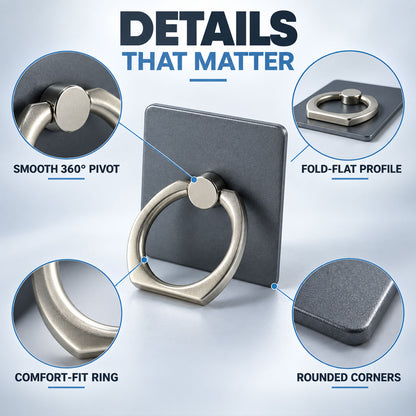 Ring pivot rounded corners and fold-flat details