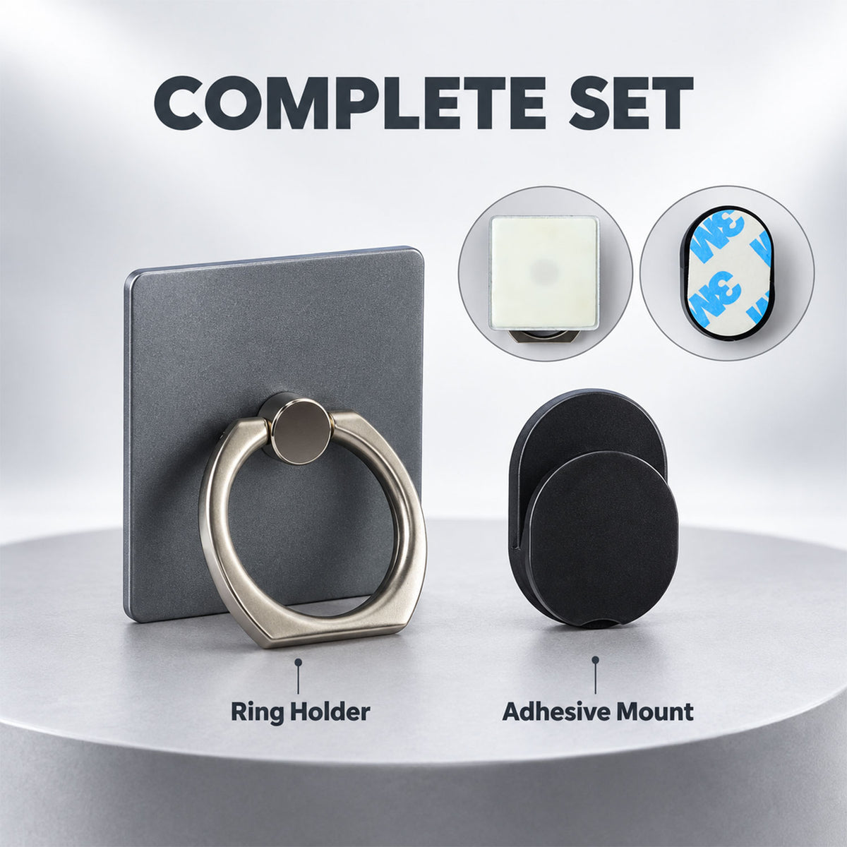 Ring holder and adhesive mount included together