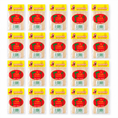Twenty wooden toothpick packets on white background