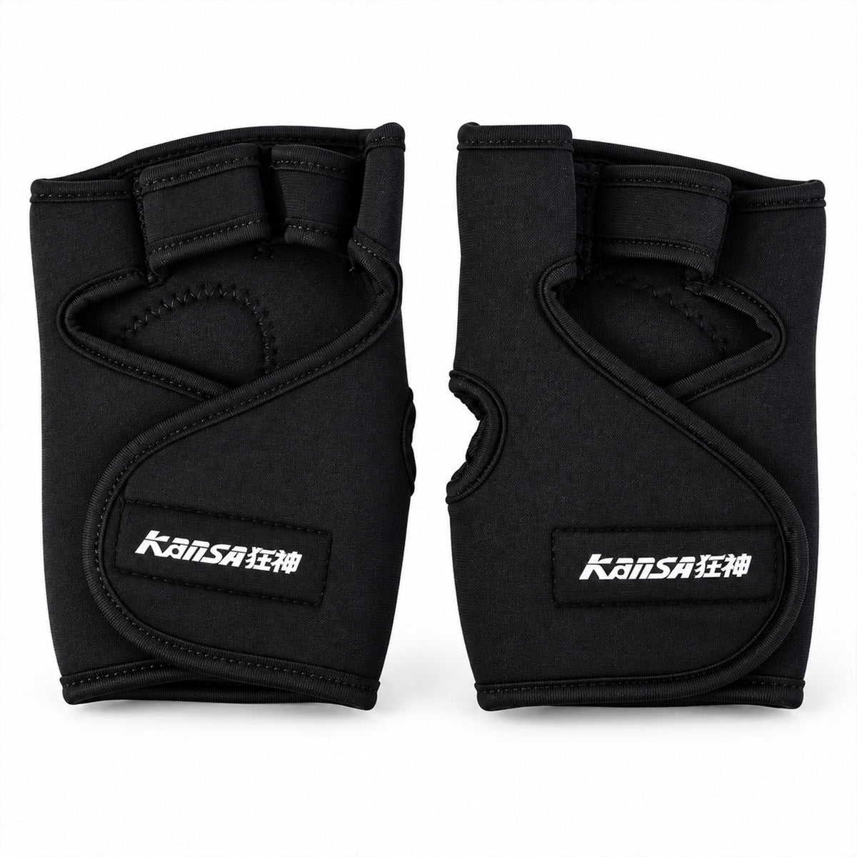 Pair of half finger gym gloves on white background