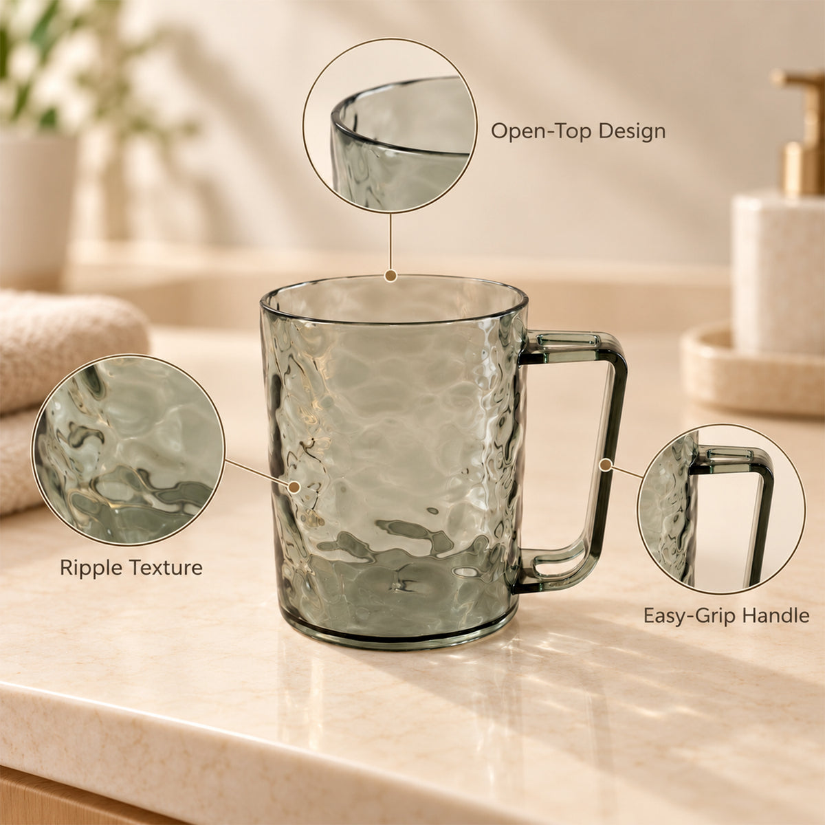 Textured plastic mug with handle 8