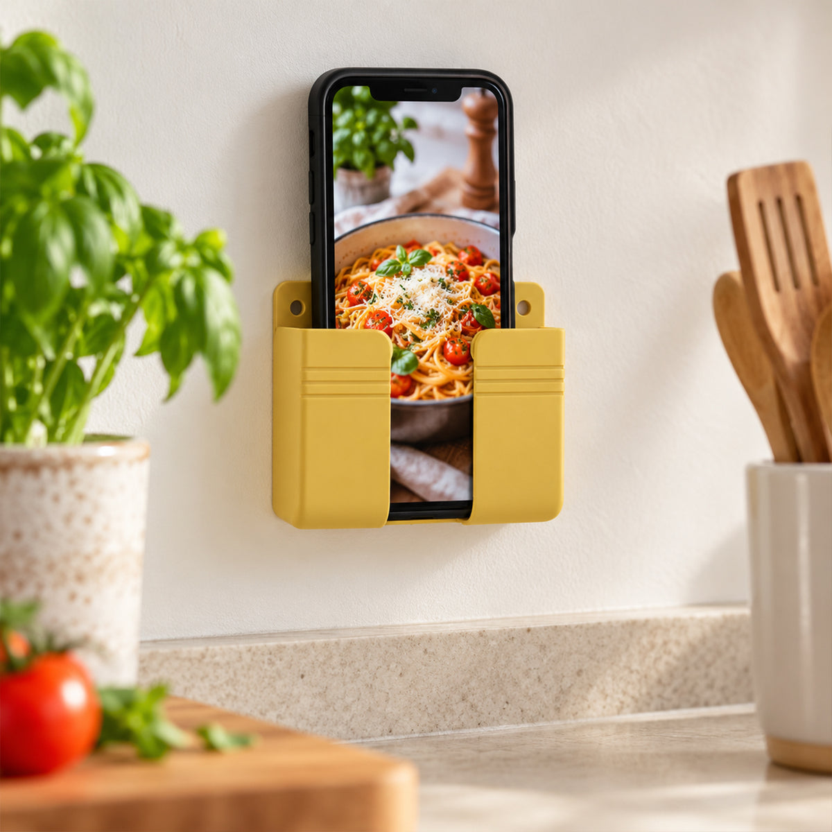 Wall mounted mobile phone holder with adhesive pad 4