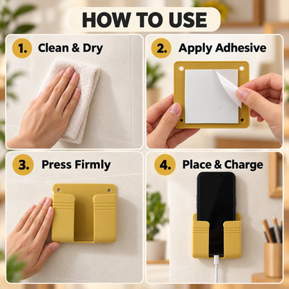 Wall mounted mobile phone holder with adhesive pad 9