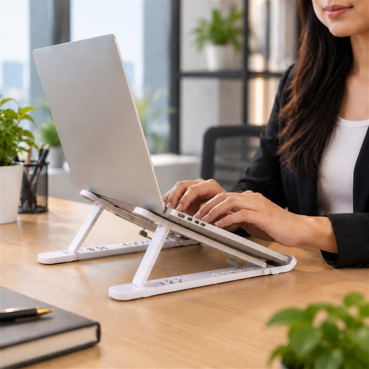 Ergonomic laptop riser desk work