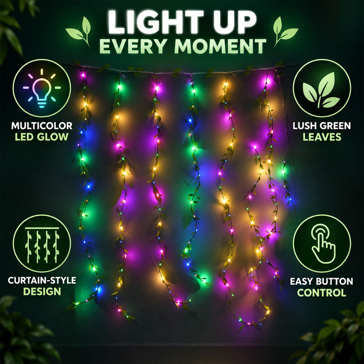 Leaf LED curtain light and button controller details - view 04
