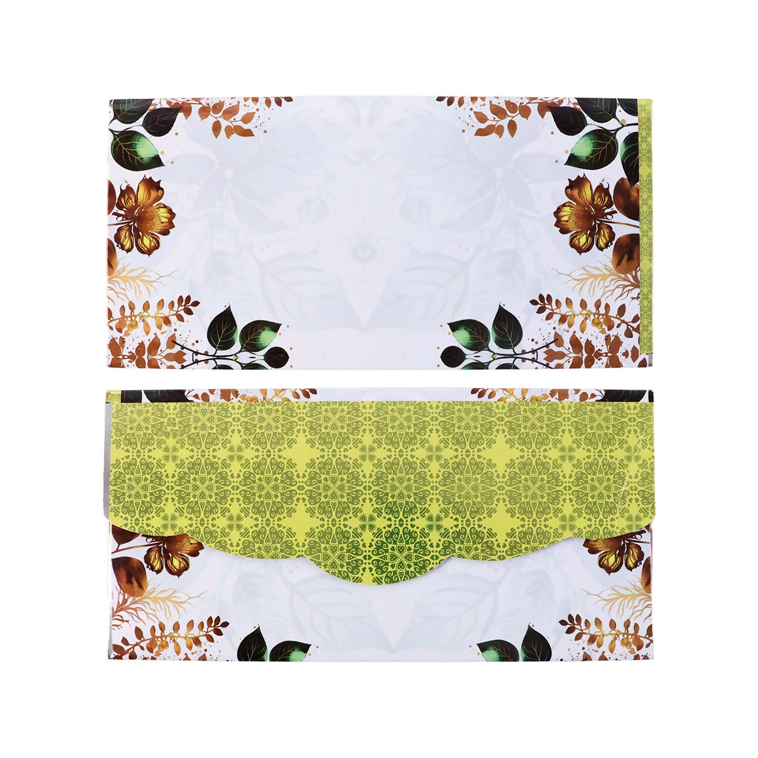 Decorative A4 Size Gift & Money Envelopes with Floral Leaf Pattern – Pack of 10 Pcs