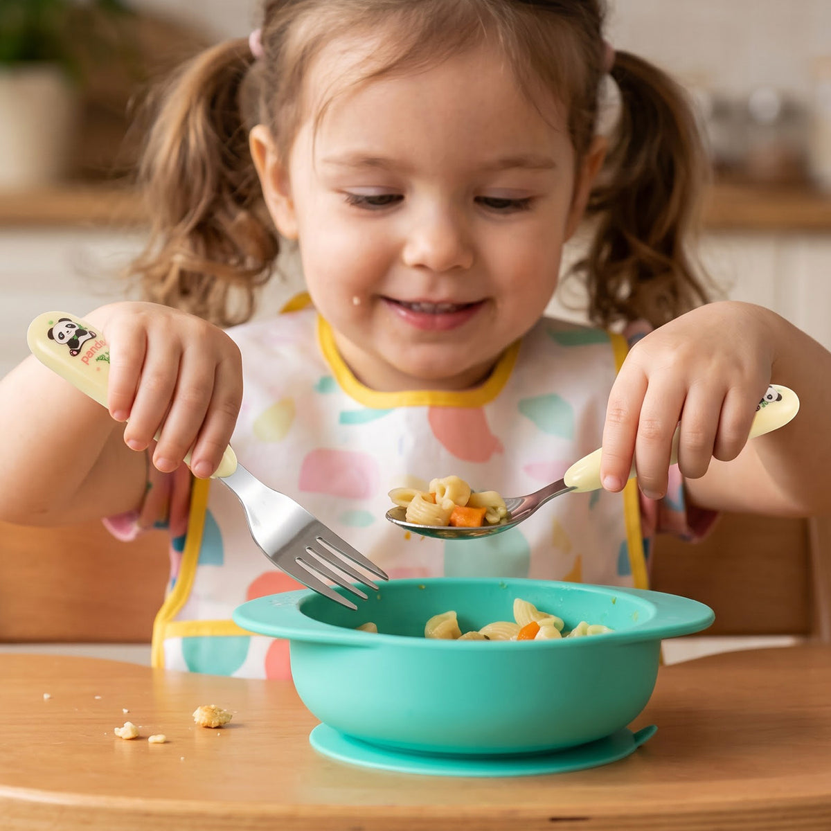 Kids feeding spoon and fork set