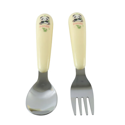Kids spoon and fork set on white background