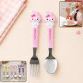 Cartoon Stainless Steel Spoon and Fork Set with Cute Character Handles for Kids