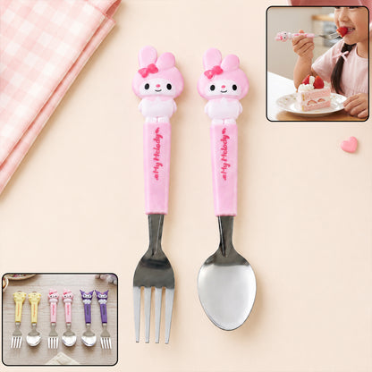 Cartoon stainless steel spoon and fork set