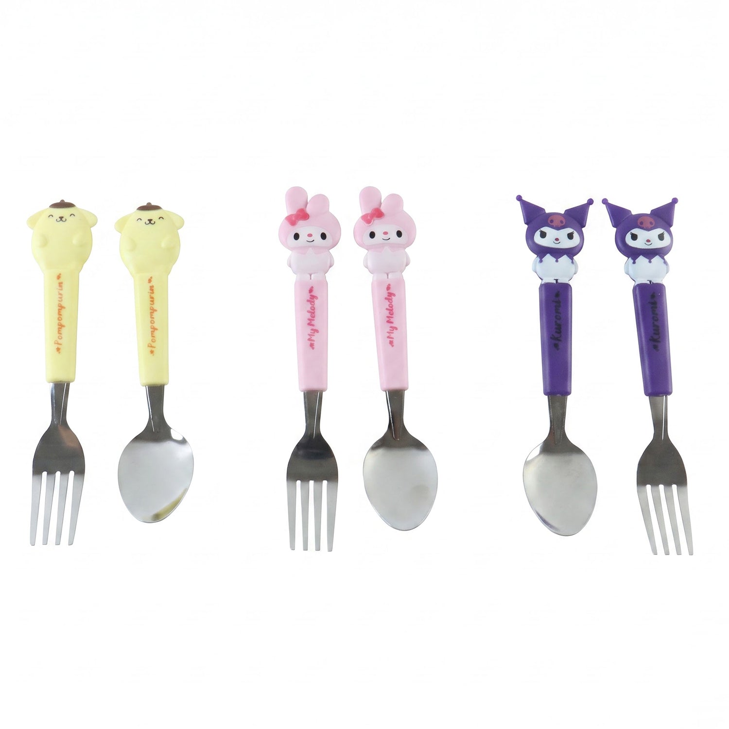 Cartoon spoon and fork set on white background