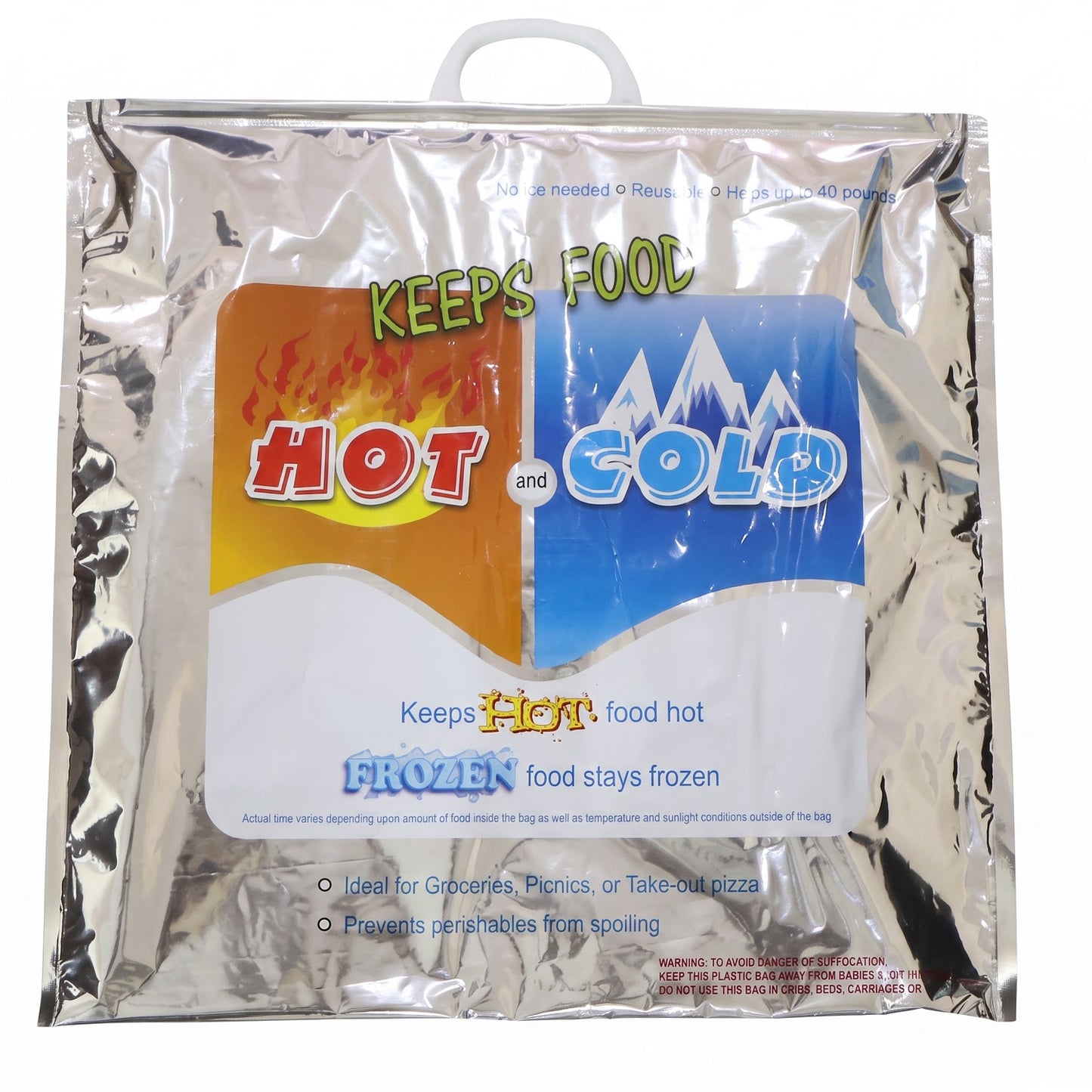 Big insulated food bag on white background