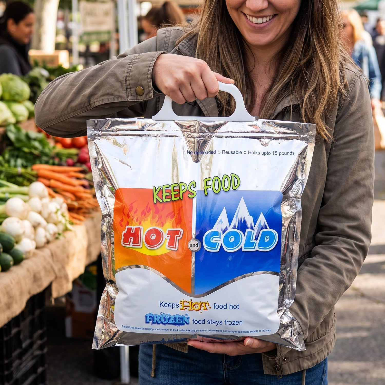 Portable big thermal food bag lifestyle view