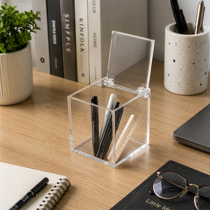 Clear box hinged lid usage view
