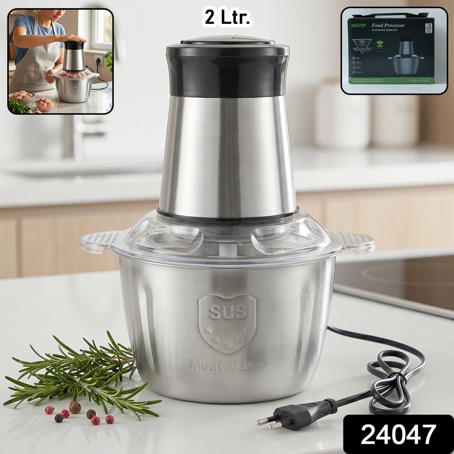 Stainless steel food processor and chopper appliance