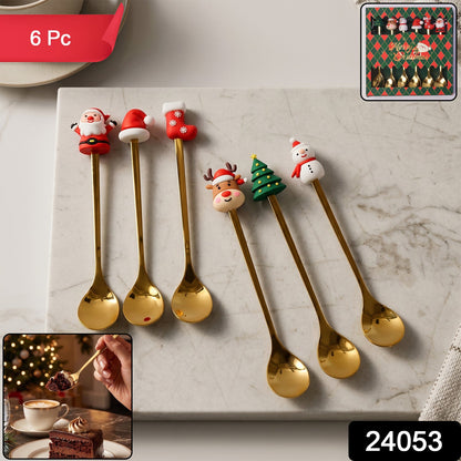 Golden Cartoon Spoon Set with Gift Box Steel Dessert Coffee Tea Spoons (6 Pc Set)