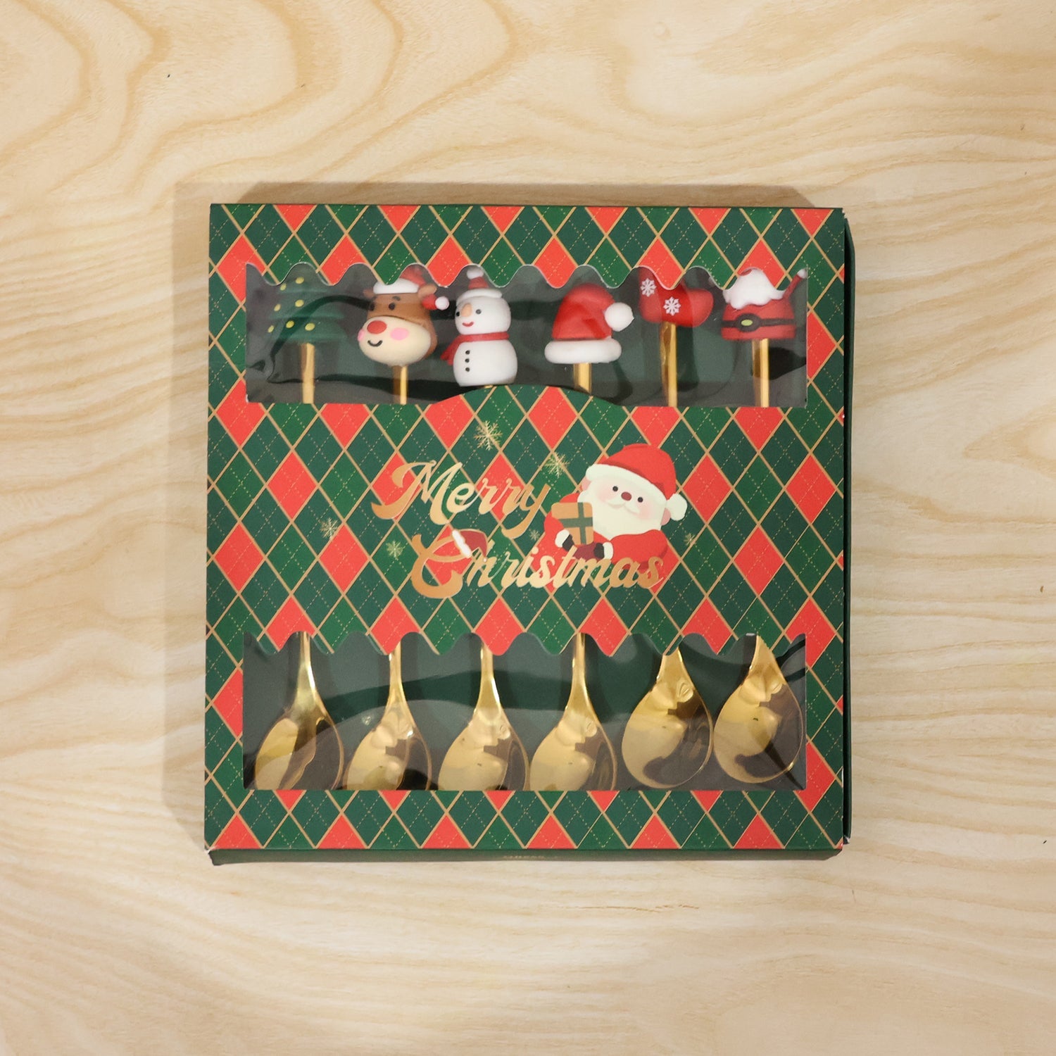 Golden Cartoon Spoon Set with Gift Box Steel Dessert Coffee Tea Spoons (6 Pc Set)