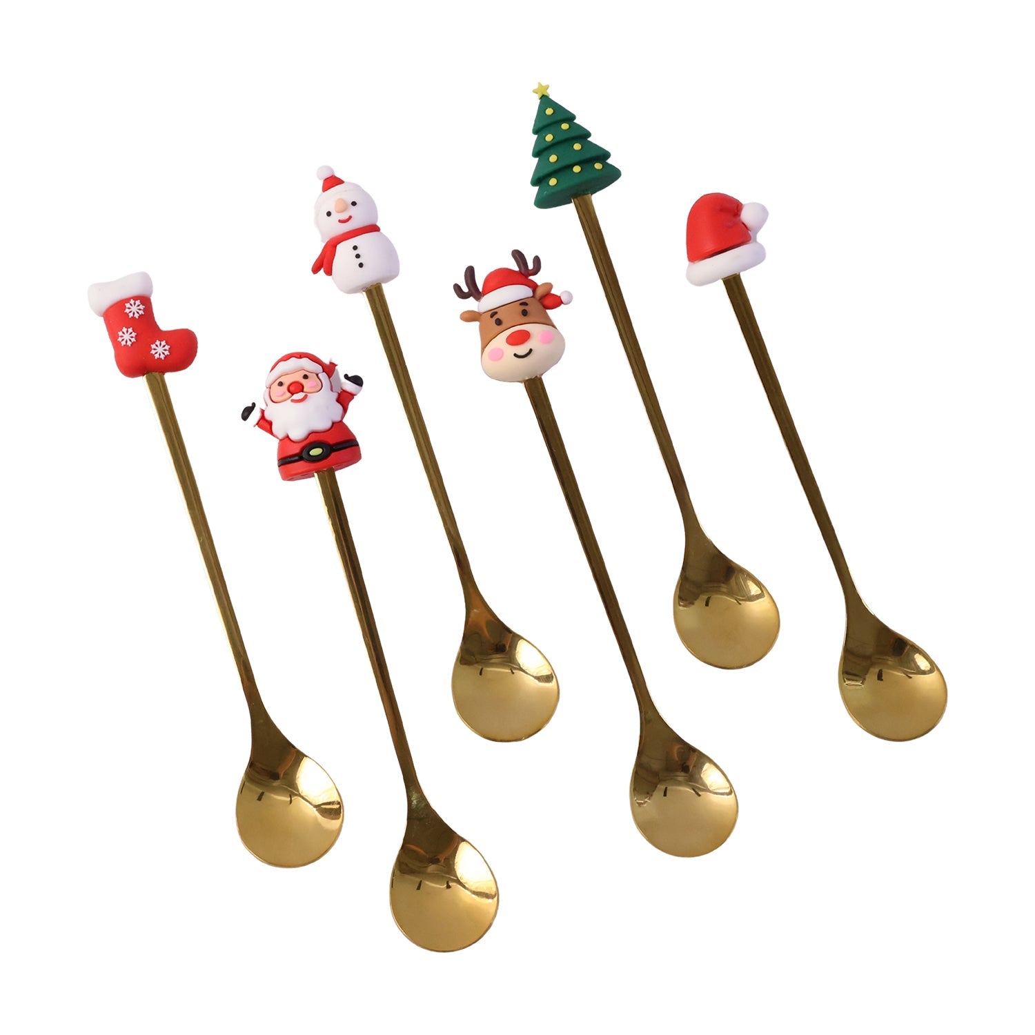 Golden Cartoon Spoon Set with Gift Box Steel Dessert Coffee Tea Spoons (6 Pc Set)