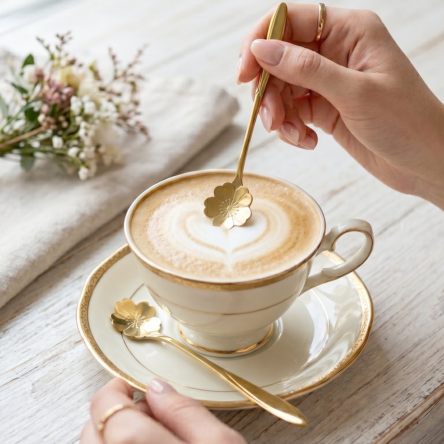 Golden Mini Serving Spoon Set Steel Dessert Tea Coffee Spoons for Home (4 Pc Set)