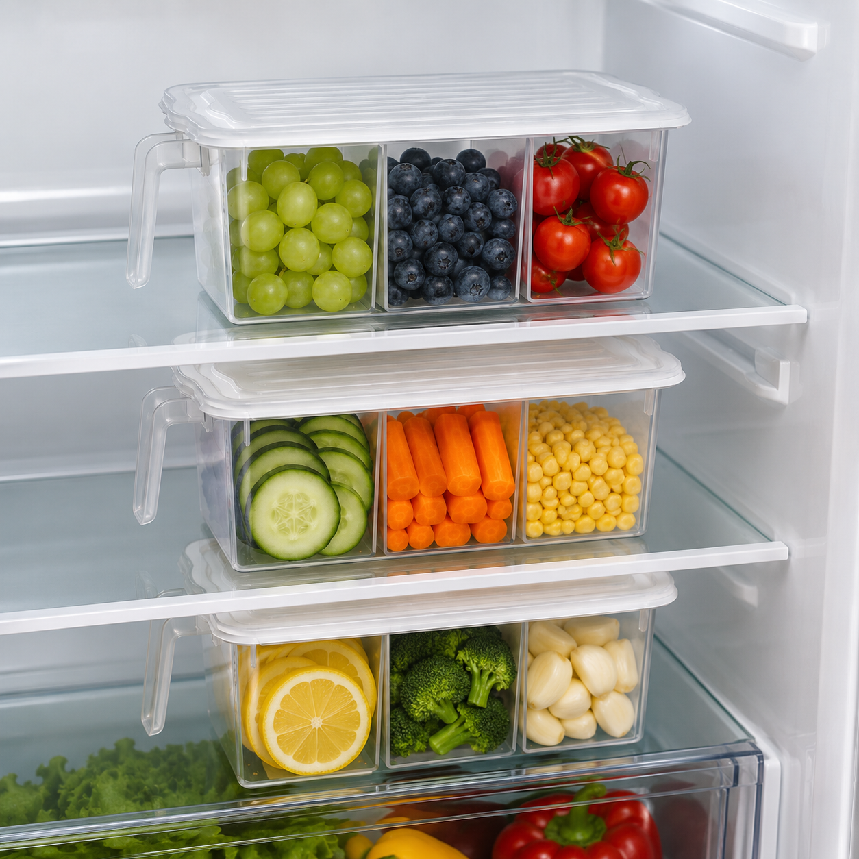 Refrigerator Organizer Box – 3 Compartments, Airtight | Lunchie Bunchie