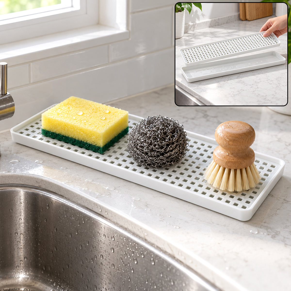 Plastic drain rack in kitchen use