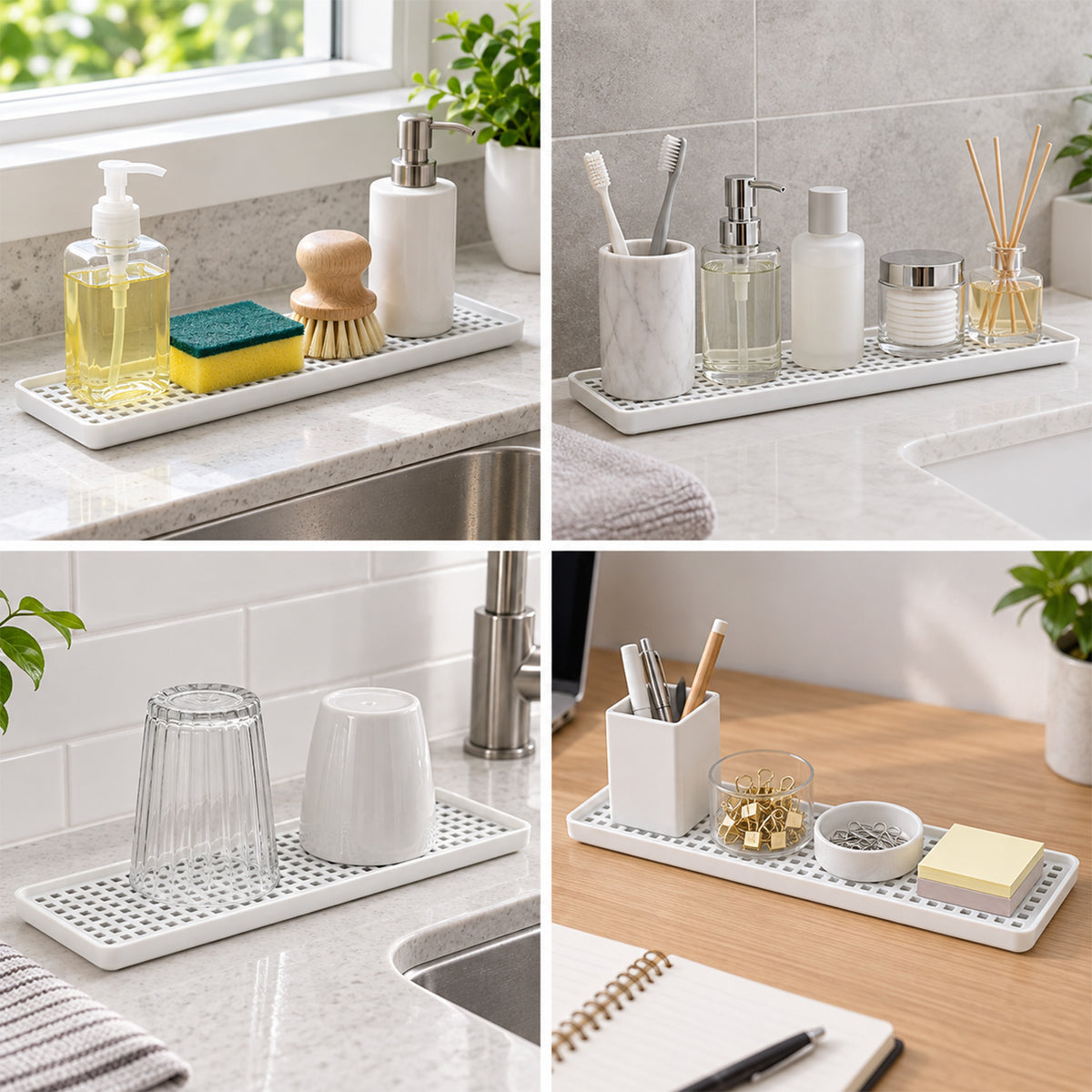 Multipurpose plastic drainage tray uses