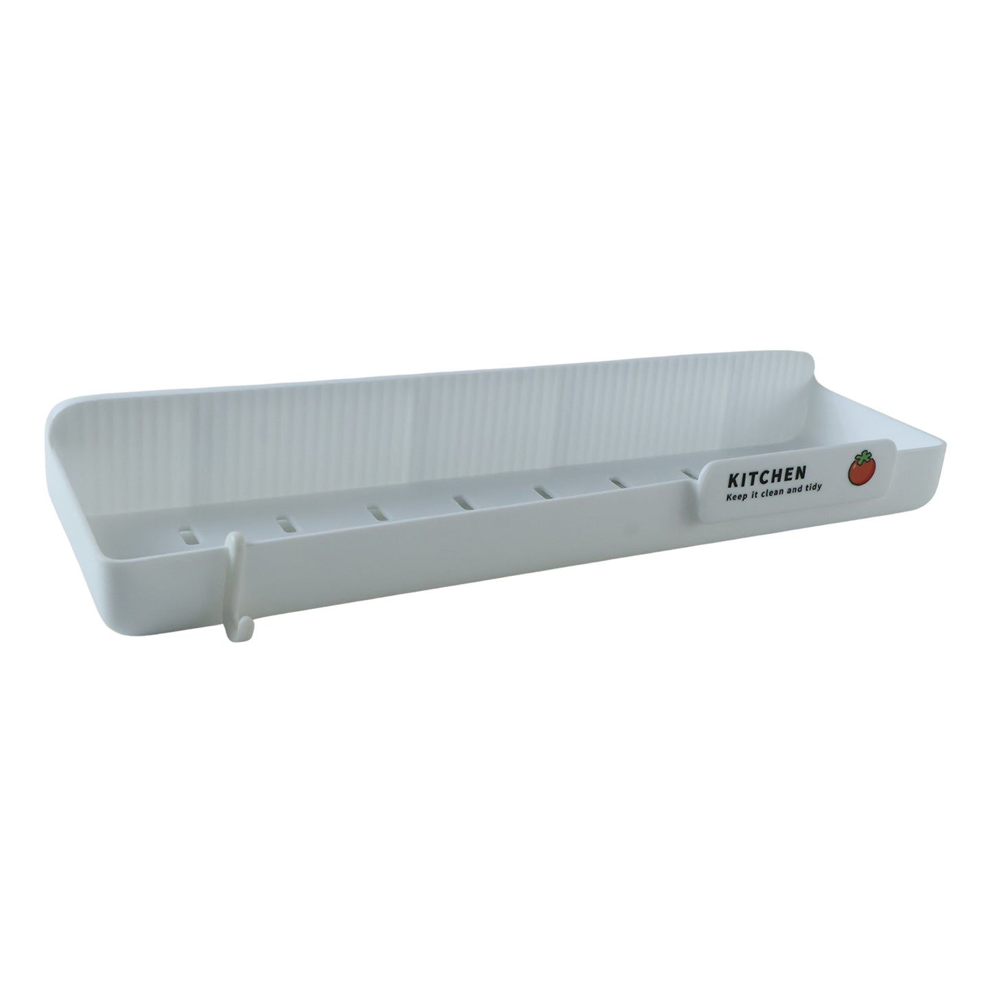 Wall mounted plastic kitchen drain rack on white background