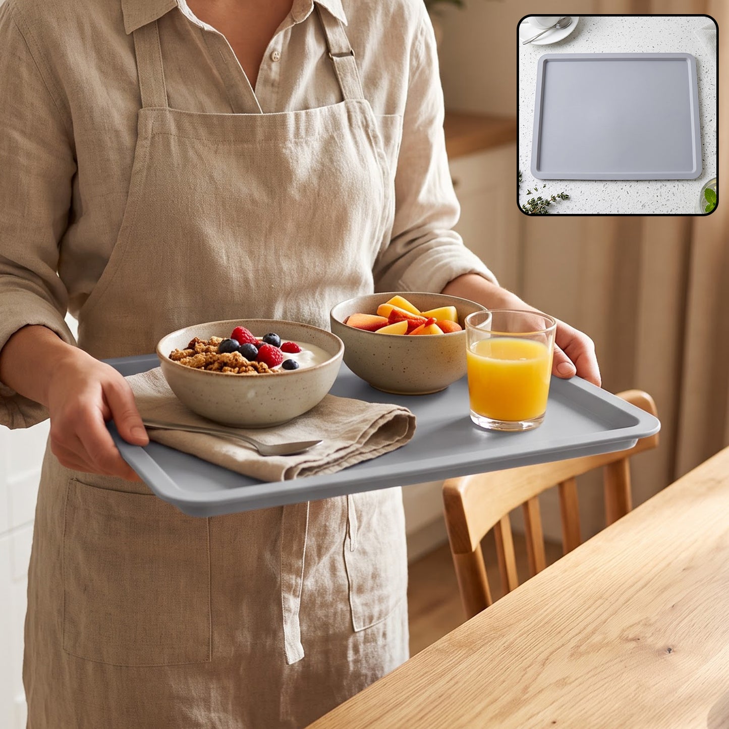 Plastic serving tray for food and beverages