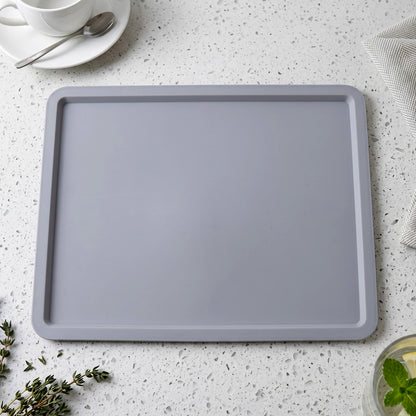 Rectangular tea serving tray on kitchen counter