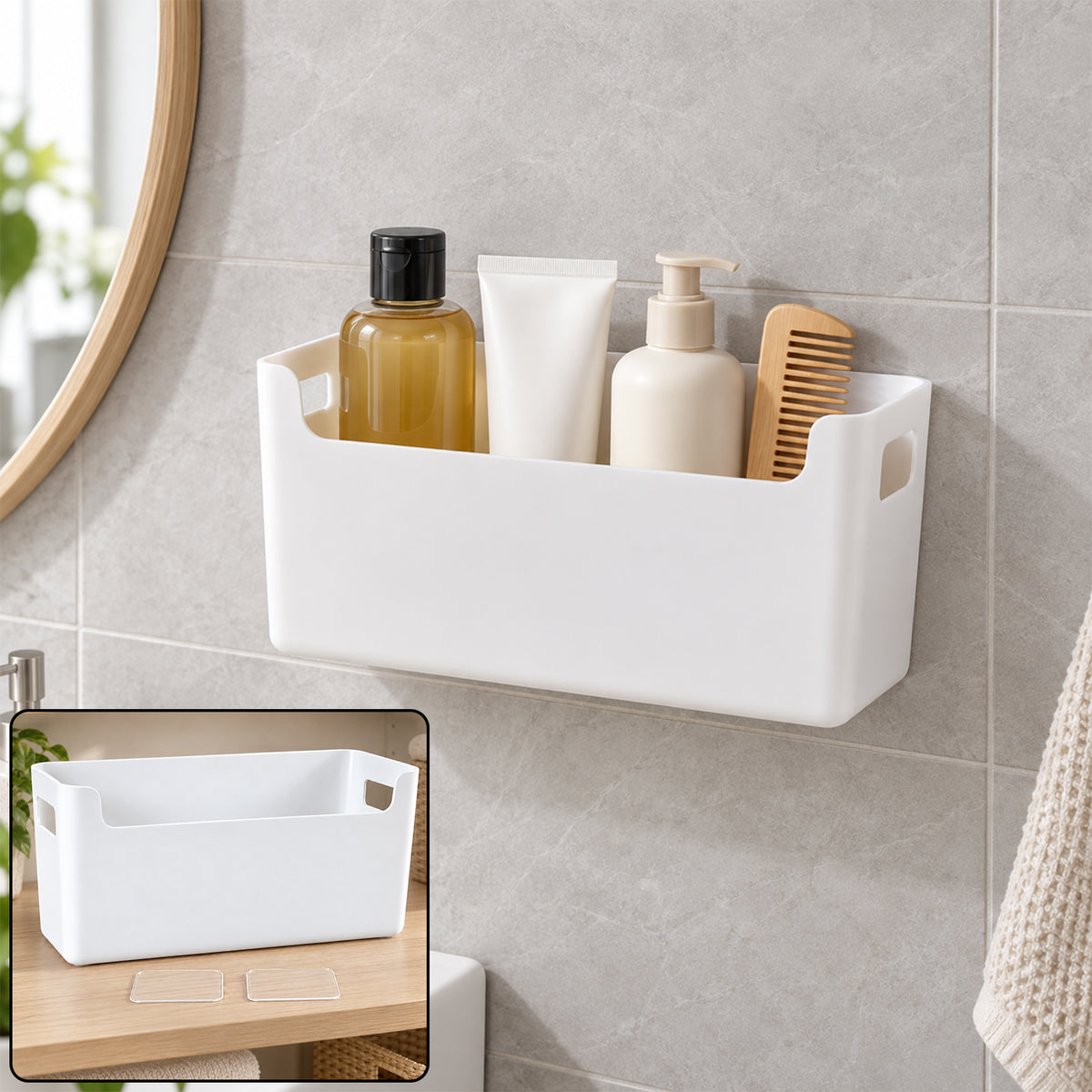 Adhesive wall mounted storage box - product view 01