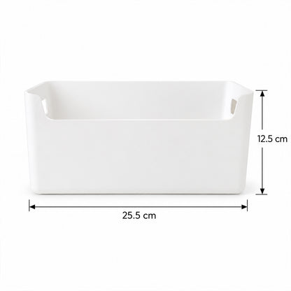 Storage box size guide showing 25.5 by 12.5 cm