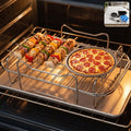 Complete Air Fryer Accessories Combo with Racks, Pans, Tongs and Skewers (1 Set)