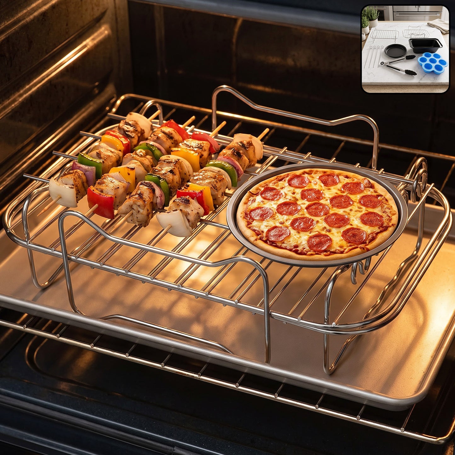 Air fryer accessories combo cooking use view
