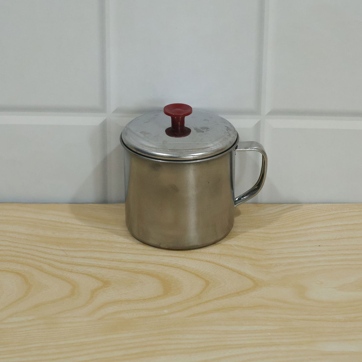 Stainless steel tea coffee mug with lid - actual product