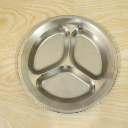 Stainless steel three compartment plate - actual product