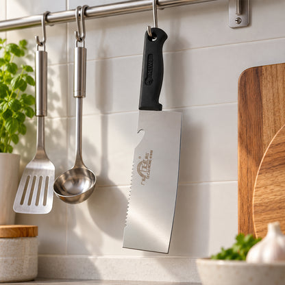 Small stainless steel kitchen cleaver knife - hanging storage