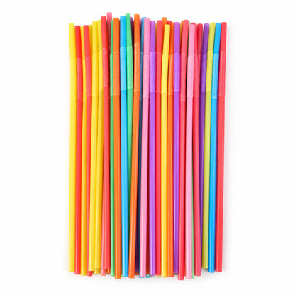 Colourful bendable plastic drinking straws sixty piece set 05