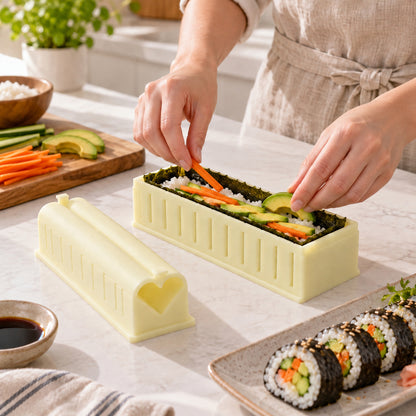 Sushi roll maker mold with removable press and slicing guide, product view 12