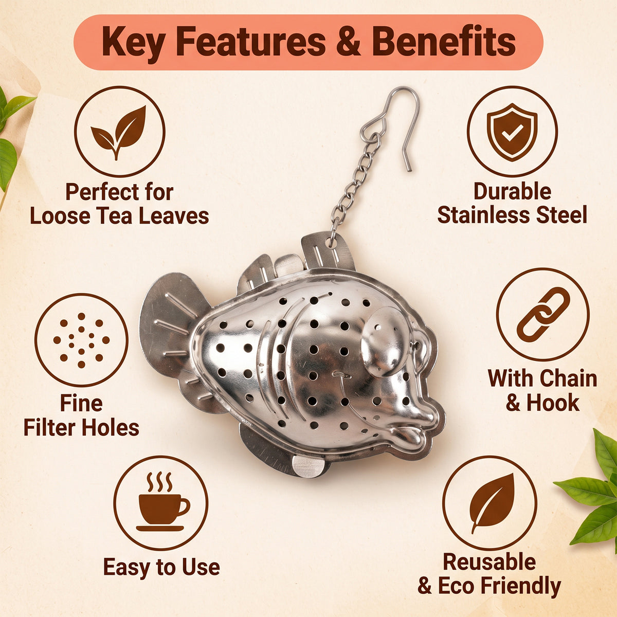 Fish shaped stainless steel tea infuser 02