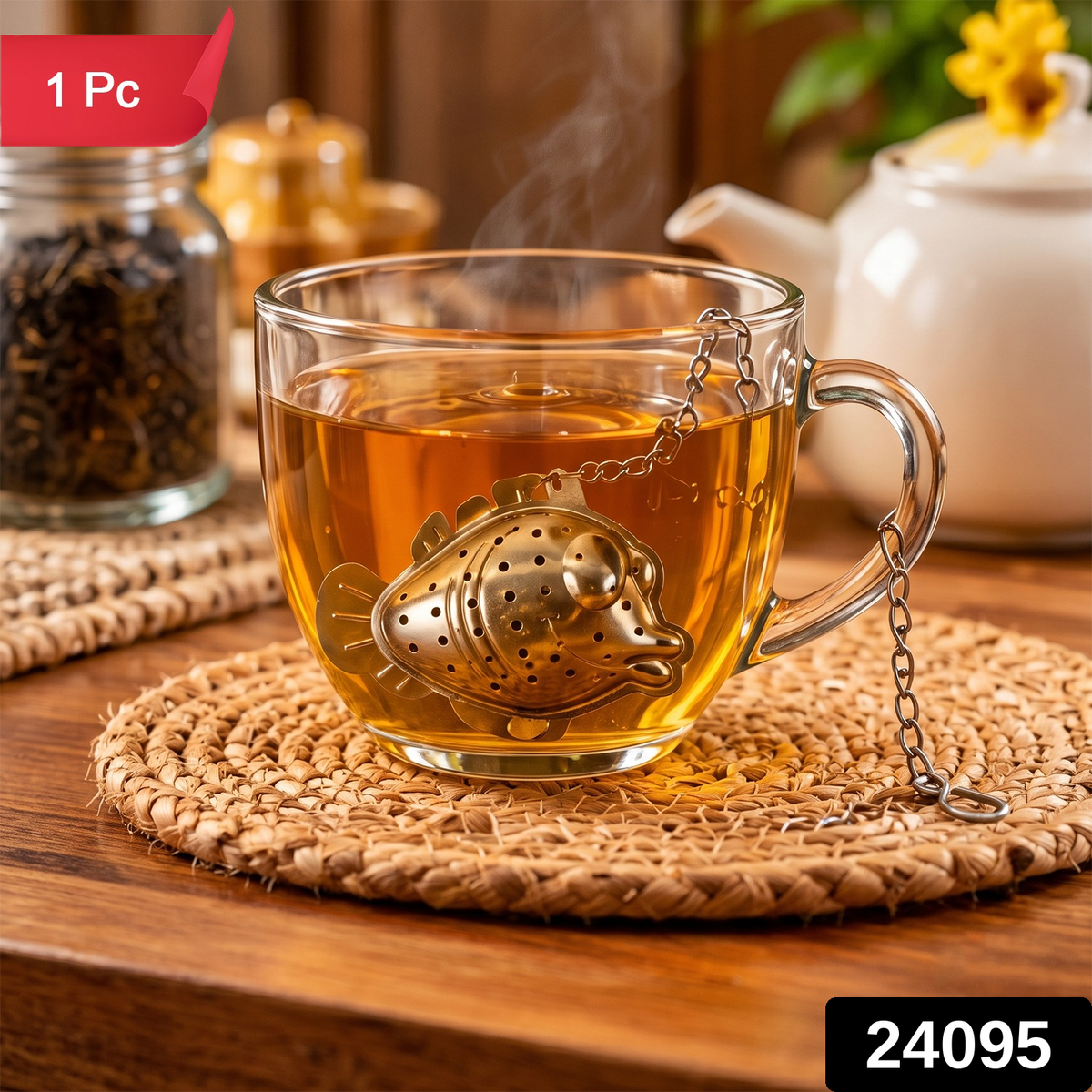 Fish shaped stainless steel tea infuser 1 Pc label