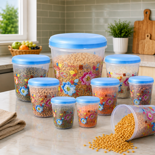 Air Tight Plastic Container Set – 8 Pcs Food Storage | Velvet Wheels