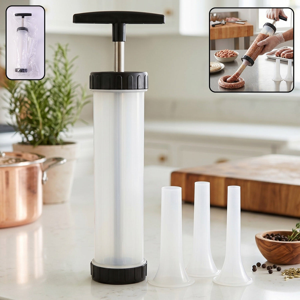 Manual sausage stuffer meat filling tool