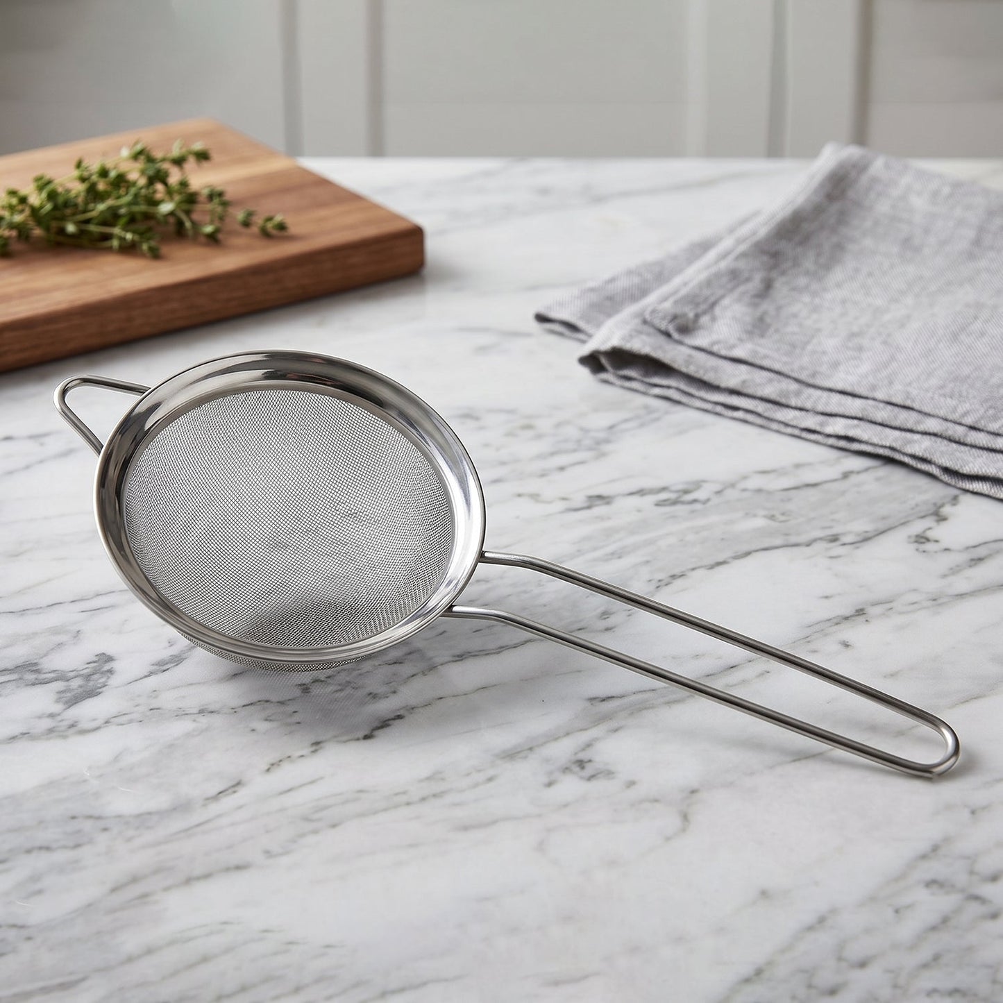 SS Tea Strainer Fine Mesh Sieve Stainless Steel with Long Handle Kitchen (1 Pc)