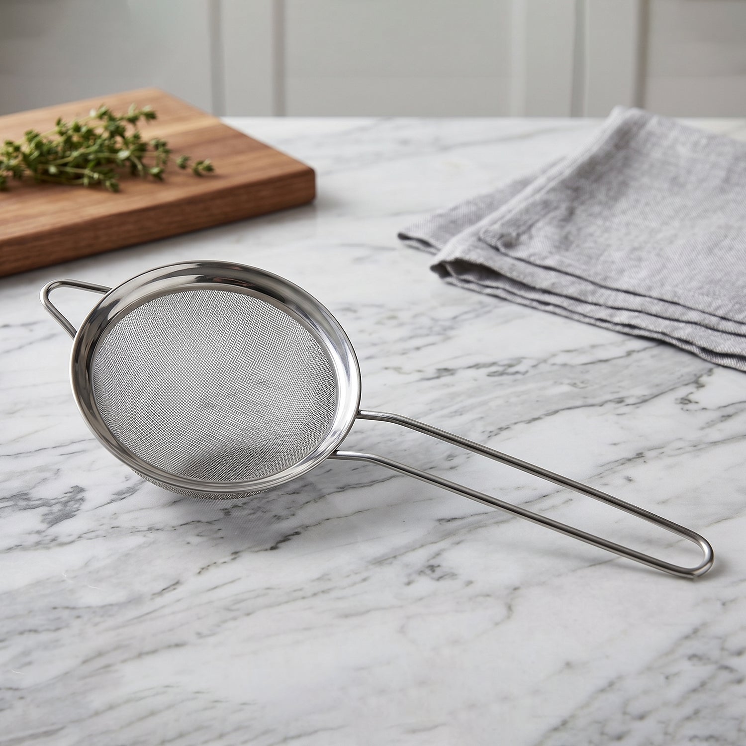 SS Tea Strainer Fine Mesh Sieve Stainless Steel with Long Handle Kitchen (1 Pc)