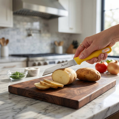 SS Kitchen Knife Set with Plastic Handle Stainless Steel Peeler Combo (4 Pc)