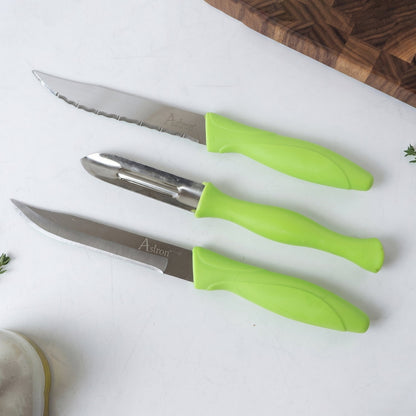 Premium Popular Stainless Steel Kitchen Knife and Peeler Combo Set (3 Pc)